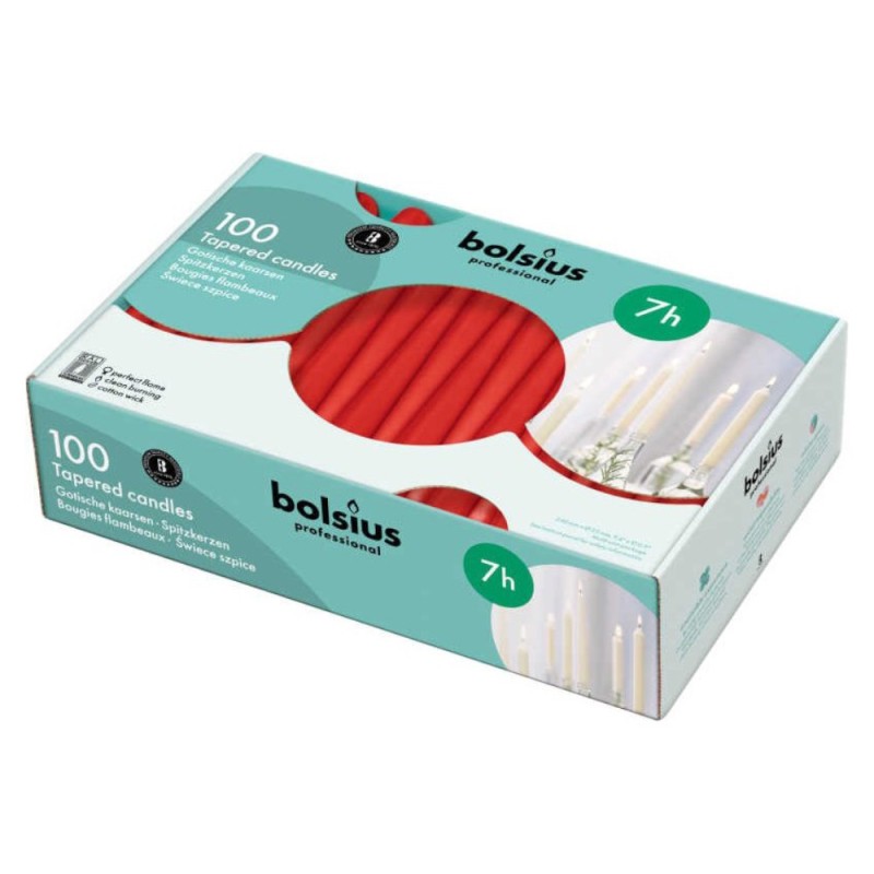 Lumanare Conica Bolsius Rosu, 100 Bucati