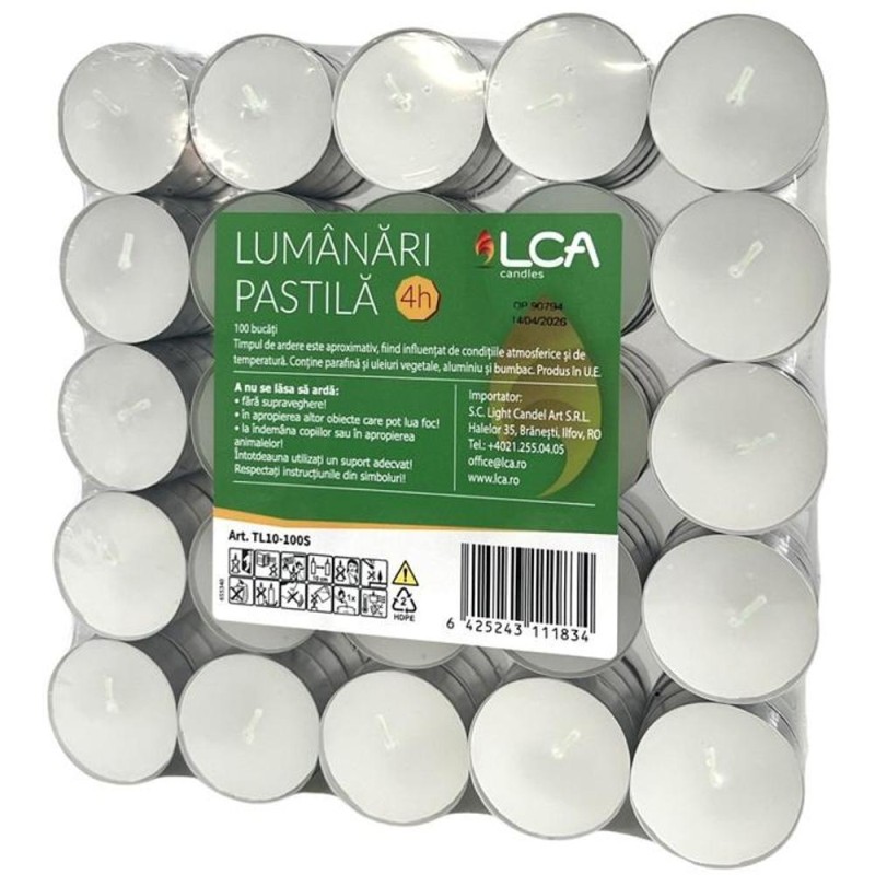 Lumanare Pastila, Alb, LCA, 100 Bucati