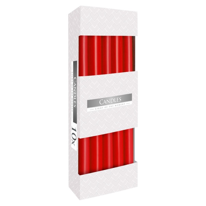 Lumanari Conice Bispol Rosii, 10 Buc