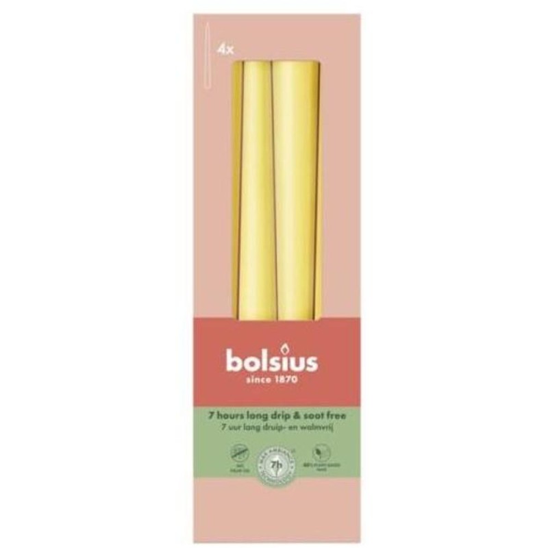 Lumanari Conice, Bolsius, Galben, 4 Bucati