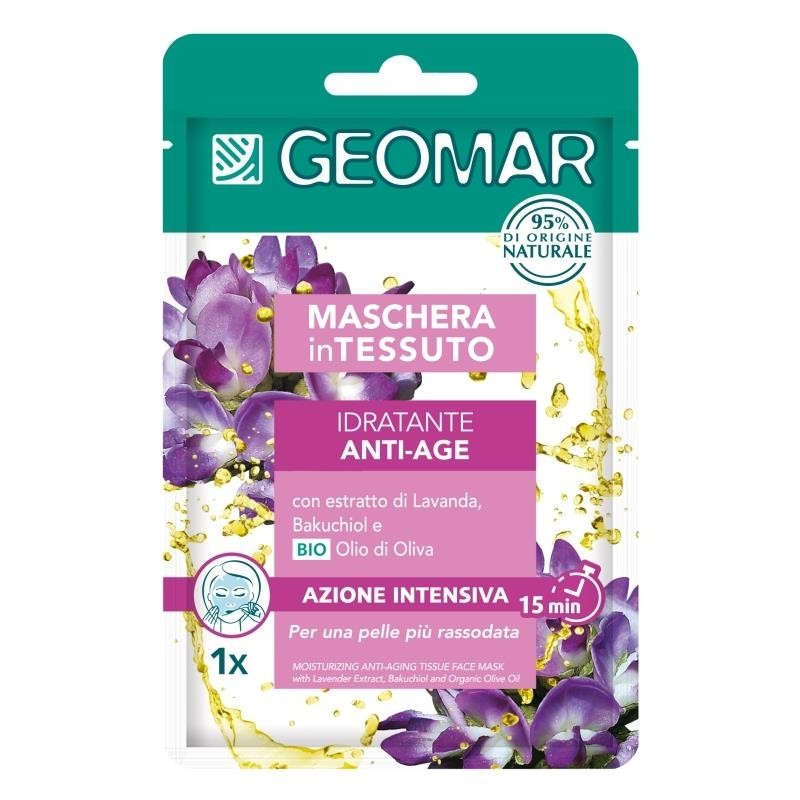 Masca de Fata Anti-Imbatranire, Geomar, cu Acid Hialuronic, Lavanda, Bakuciol si Ulei de Masline, 22 ml