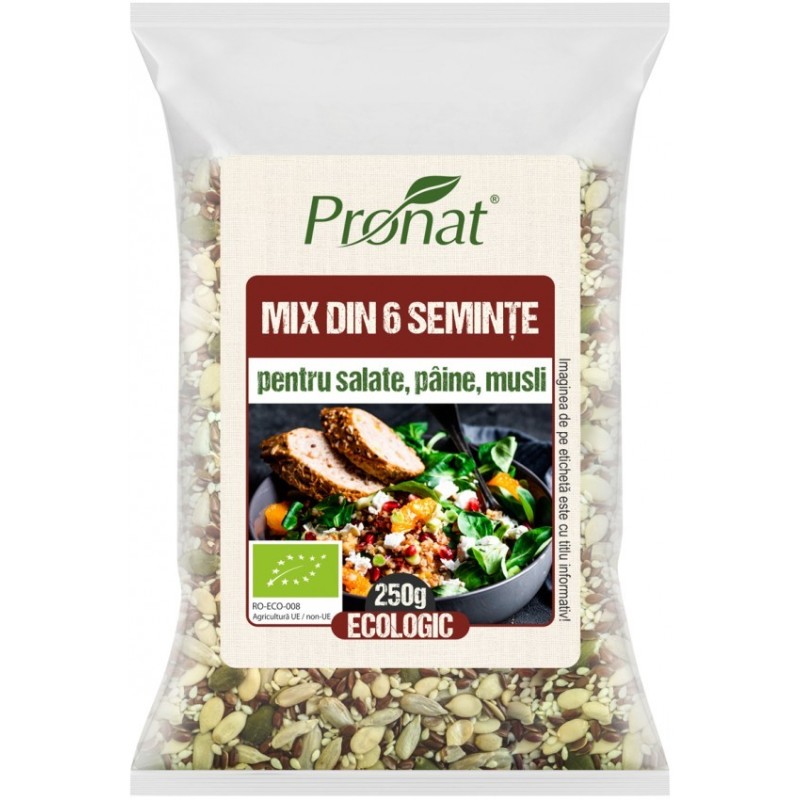 Mix din 6 Seminte BIO, 250 g, Pronat