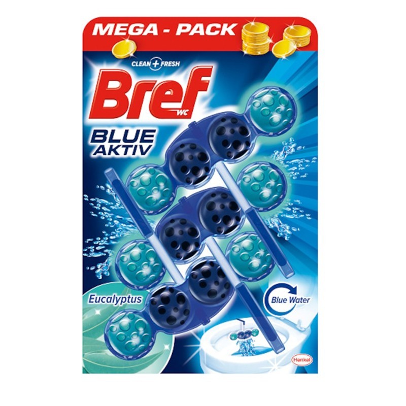 Odorizant Toaleta Bref Blue Aktiv Eucalypt, 3 x 50 g