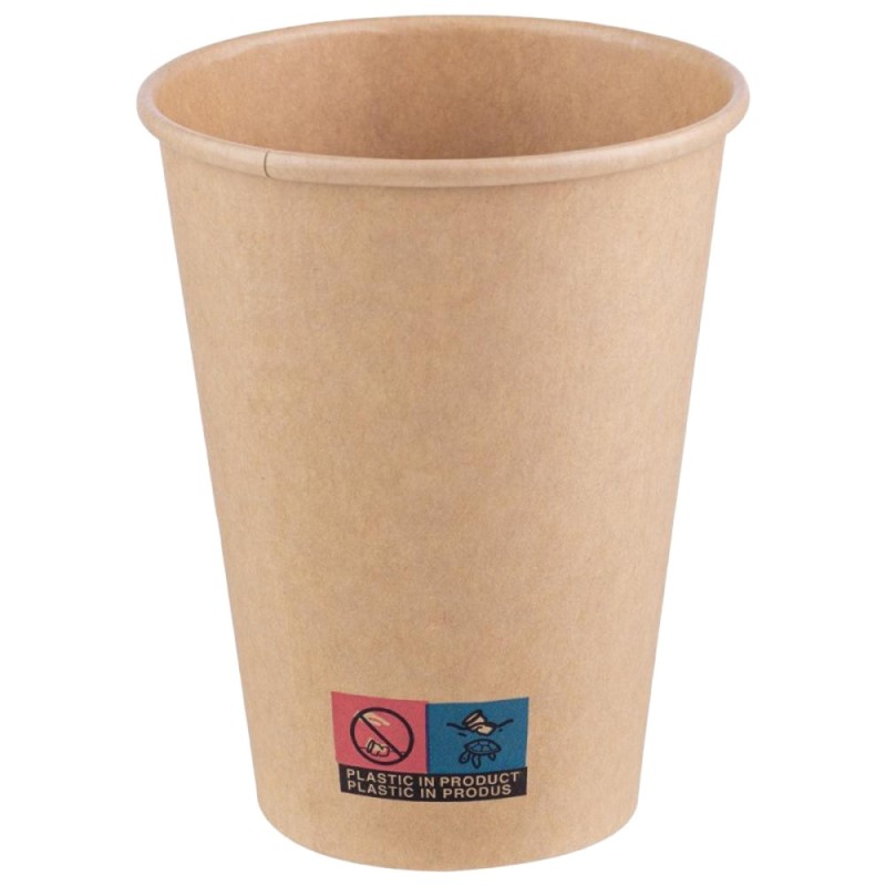 Pahare din Carton PE, 360 ml, Kraft, 50 Bucati