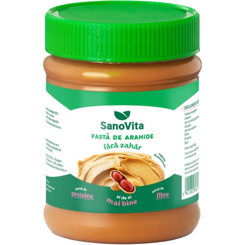 Pasta de Alune fara Zahar, Sanovita, 375 g