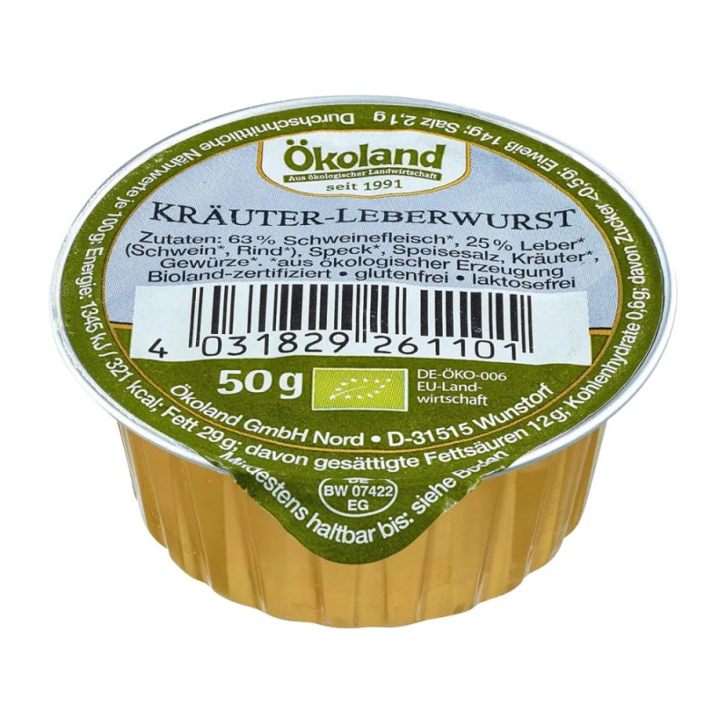 Pate Bio cu Ficat si Verdeturi, Okoland, 50 g