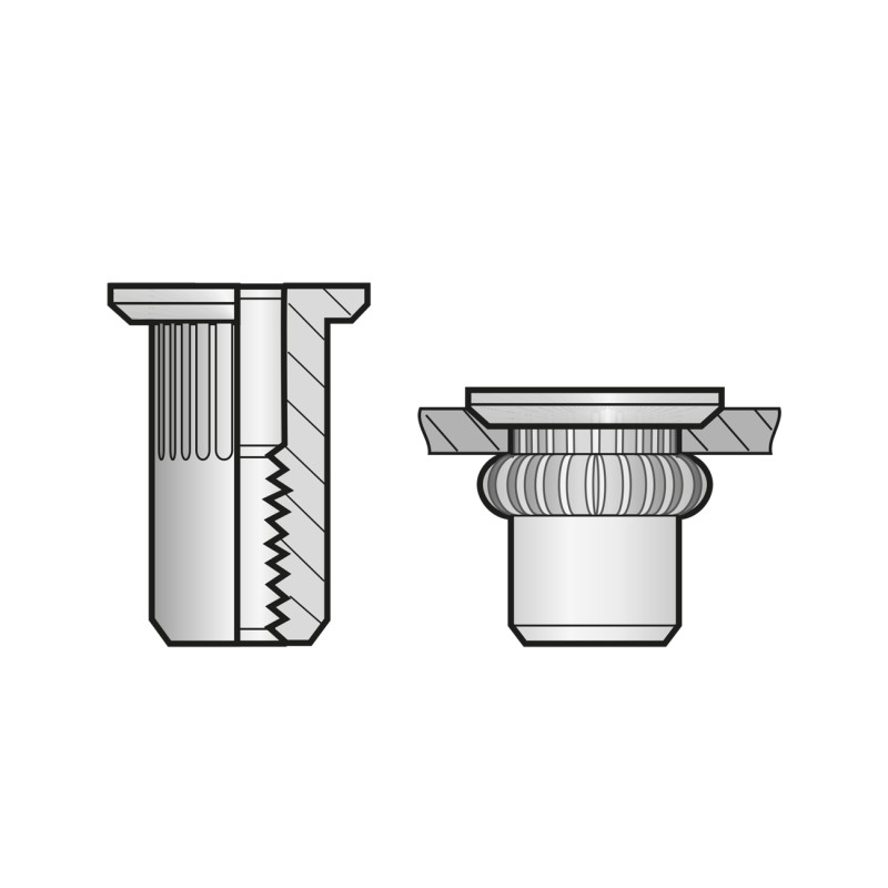 Piulite-nit Ingropate Cap Tesit 90 Inox-M 8 X 18