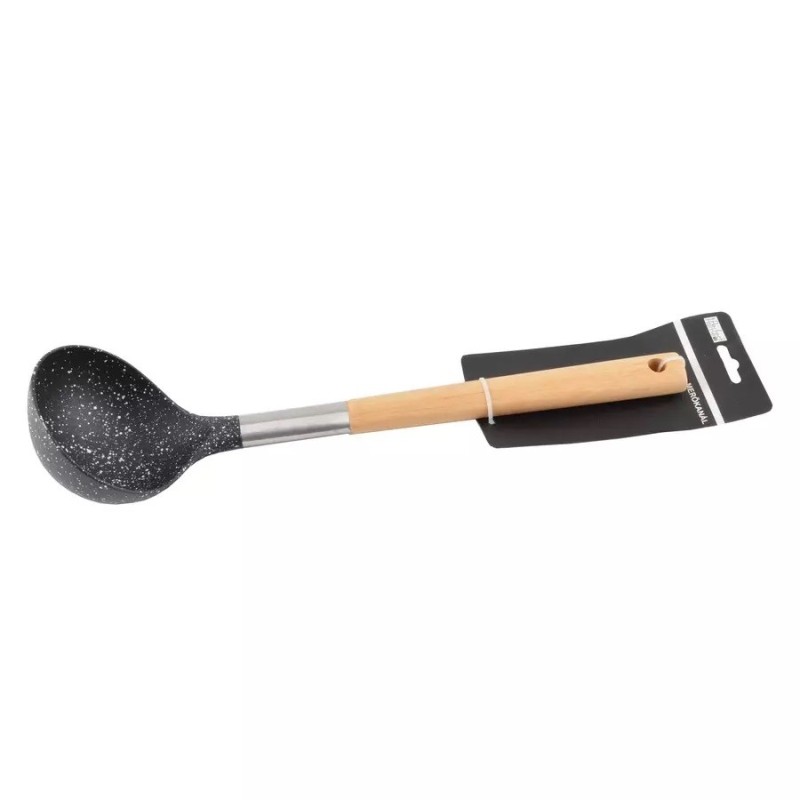 Polonic din Plastic cu Maner din Lemn, 33 cm, Perfect Home
