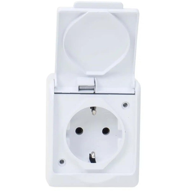 Priza Simpla Alba cu Capac Hermes, 16 A/250, IP44