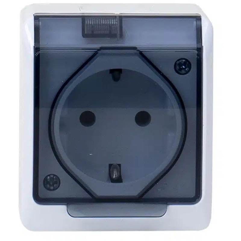 Priza Simpla cu Capac Transparent Hermes, 16 A/250, IP44