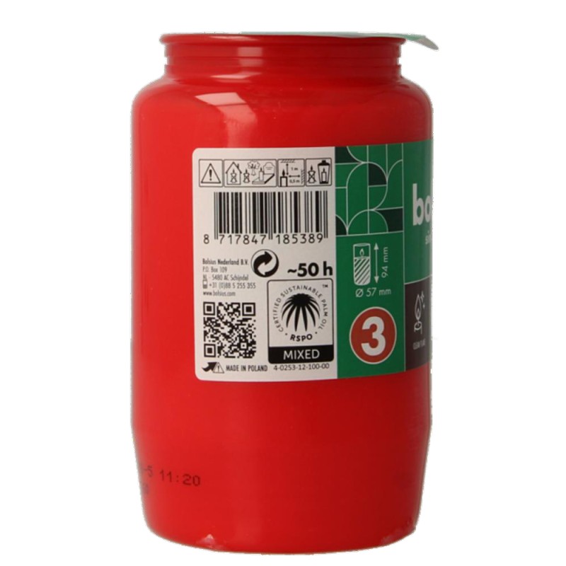 Rezerva Candela, Bolsius, Plastic, Rosu