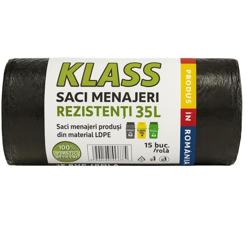 Saci Menajeri Klass, 35 l, Negru Intens, 15 Bucati