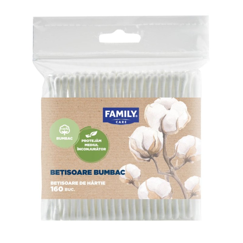 Set 2 x 160 Rezerve Betisoare Bumbac, Family Care
