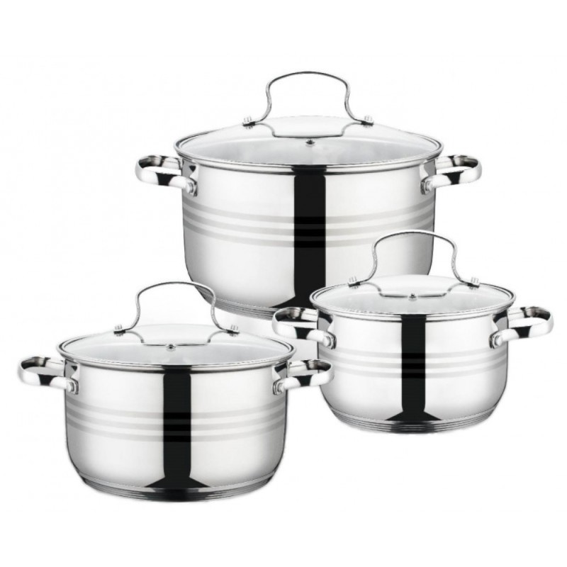 Set 3 Cratita din Inox Grunberg, cu Capac