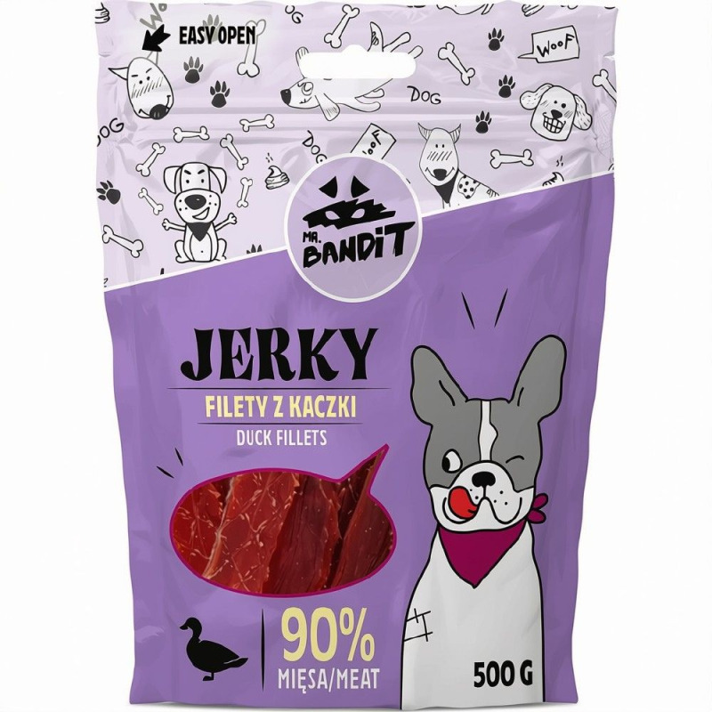 Set 3 x Hrana Caini Mr. Bandit Jerky, File de Rata, 80 g