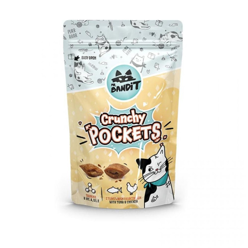 Set 3 x Hrana Pisici Mr. Bandit Cat Crunchy Pockets, Ton si Pui, 40 g